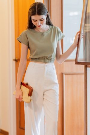 ACW Basic Elastic Band Sleeve Top in Olive