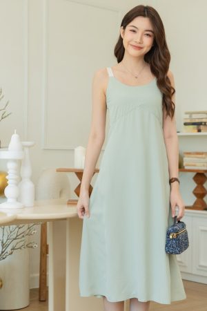 ACW Colourblock Straps Curve Midi Dress in Seafoam