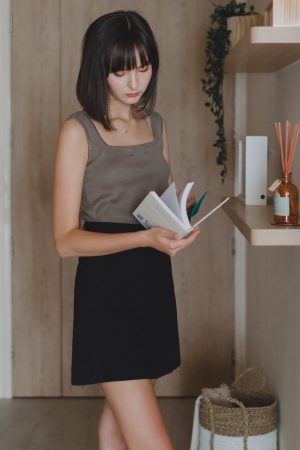 ACW Two Way Square Neck Knit Top in Olive
