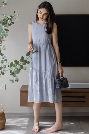 ACW Asymmetrical Tier Midi Dress in Lavender